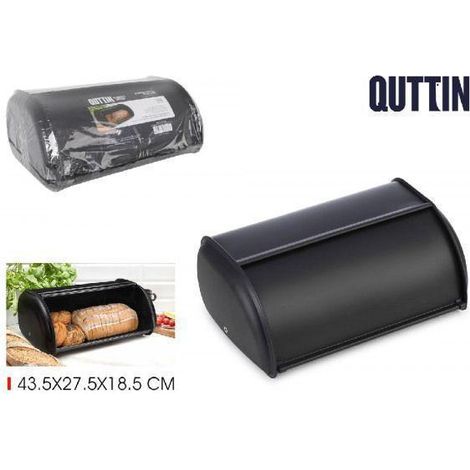 panera guardapan metalica negra con tapa basculante 43.5x27.5x18.5 cms quttin