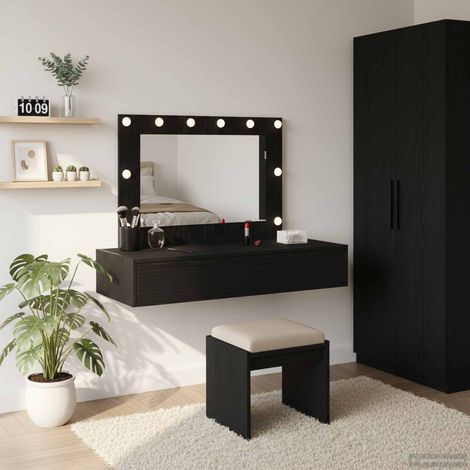 Schminktisch mit Spiegel Schwarz 100 x 40 x 70 cm Holzwerkstoff