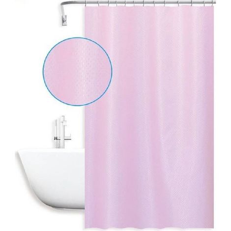 Trade Shop - Cortina De Baño Impermeable Antimoho 180x200cm Anillas Rosa Textura Diamante 59823 - (1/2)