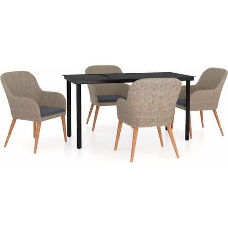 Maison Exclusive - Set da Pranzo da Giardino 5 pz con Cuscini Marrone (1/5)