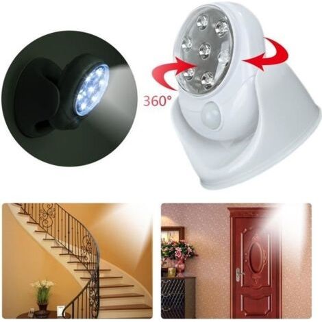 LED Lampe Lumière Détecteur Mouvement 360° tourne automatique Sans Fil Capteur Patio Sécurité pour Jardin Mur couloir toilettes