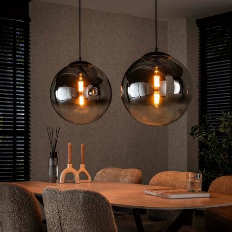 Suspension boule en verre 2 lampes BILLY (1/4)