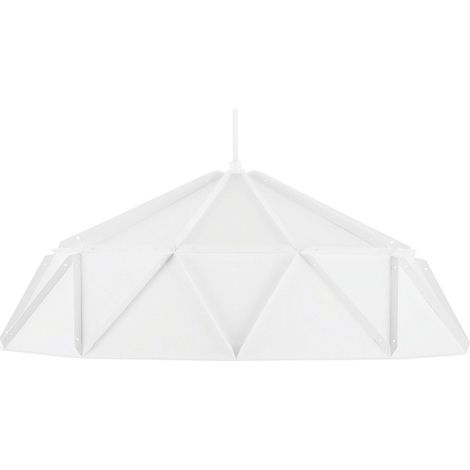 Lampadario in Metallo Bianco con Paralume Semicircolare Design Industriale Senia