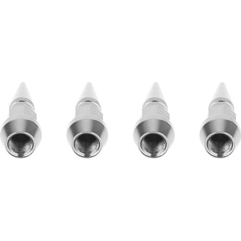 4 pièces bouchons anti-poussière tige de valve roue pneu à pointe alliage aluminium voiture camion argenté (1/5)