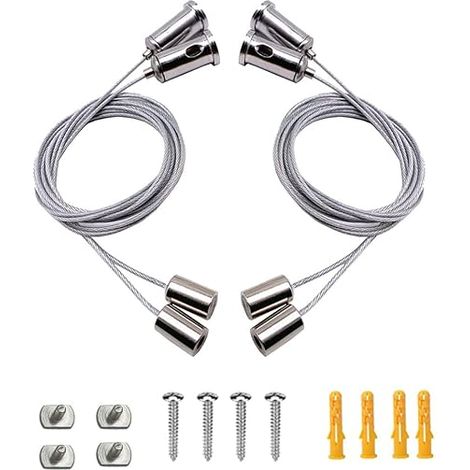 Adjustable Hanging Rope Kit, 4-Piece Adjustable Hanging Cable, Stainless Steel Rope Hanging Ceiling Kit, for Photo Display Panel Lamp (1/5)