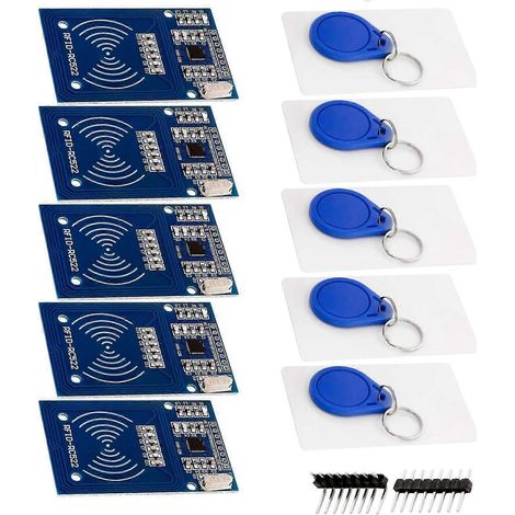 Kit RFID RC522 avec lecteur, puce et carte 13,56 MHz SPI compatible avec et pour (1/5)