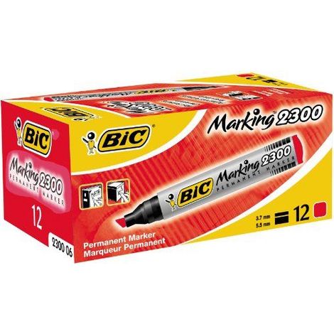 BIC Marking 2300 marcatore permanente Punta smussata Rosso 12 pz (1/5)