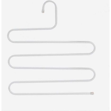 (14,17 x 14,17 pouces, lot de 2, blanc) S-Type en acier inoxydable vêtements pantalons cintres placard rangement organisateur pour pantalons jeans écharpe à suspendre (1/4)