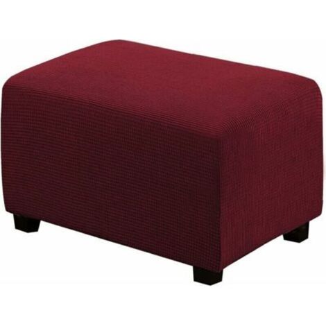 Housse de Pouf carrée Extensible en Peluche, Housses de Repose-Pieds en Jacquard Doux pour protéger Le Repose-Pieds, Housse de Pouf avec Fond élastique, Lavable en Machine -rouge (1/4)