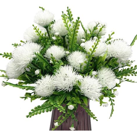 Plantes De Pissenlit Artificielles, Fleurs En Plastique Arbustes Buissons Faux Herbe De Mariage Maison Intérieur Blanc - Extérieur 4 Pack (1/5)