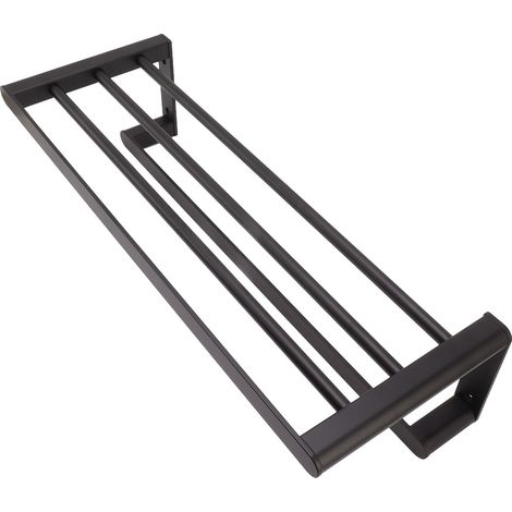 Badezimmerregale, Handtuchhalter, Handtuchhalter aus Aluminium, Wandmontage, Schwarz (1/5)