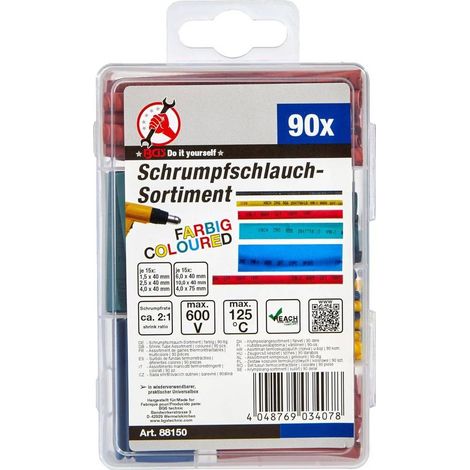 Assortiment de Gaines Thermorétractables Multicolores - 90 pcs - Polyoléfine, Isolation et Protection Électrique - D-Work