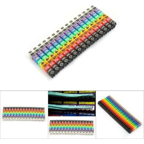 Repère Fil Electrique Marqueur de Câble de 09 Numéro Repère Clips de Fil Numérique en Plastique Étiquette du Tube de Fil de Câble Colorés (150 pièces 1,5 mm²) (1/3)