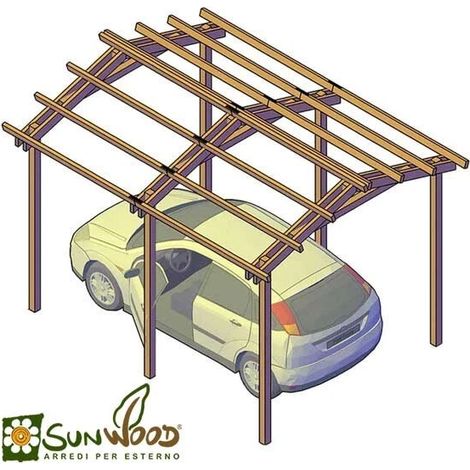 Pergola Carport in legno 300x400 cm, in pino impregnato, Made in Italy (1/5)