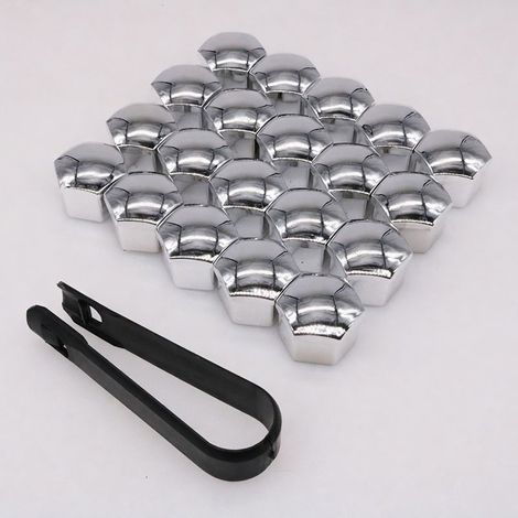 Tapones de tuercas de rueda plateados 19 mm, con herramienta (1/5)