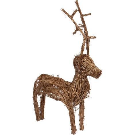 Renne en rotin pailleté 40 cm - Figurine décorative marron (1/3)