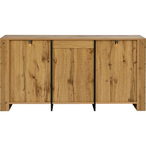 Credenza moderna 135x35x70 cm in pannello truciolare naturale con 3 cassetti e 3 ante (1/5)