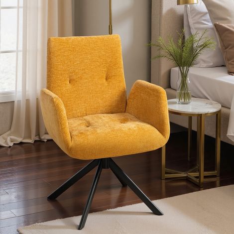 Polstersessel, Akzentsessel, modernes Design, drehbar, bis 120 kg, Gelb (1/5)