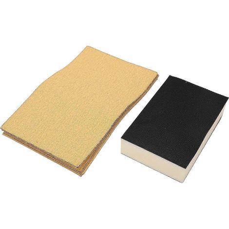 7-teiliges Set Handschleifblock, Schleifpapier, starker Schleifdruck, Schleifschwamm mit beflocktem gelbem Sand