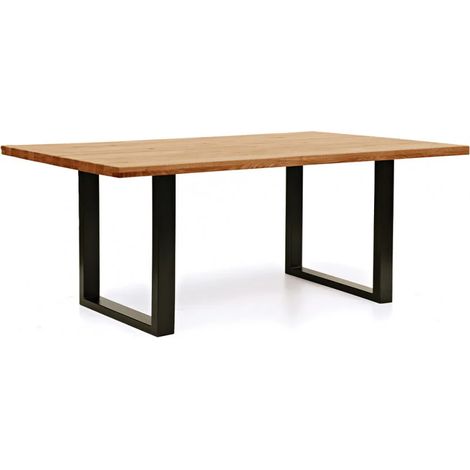 Table de repas en chêne massif et piètement métal 180 x 90 cm - FANY (1/4)