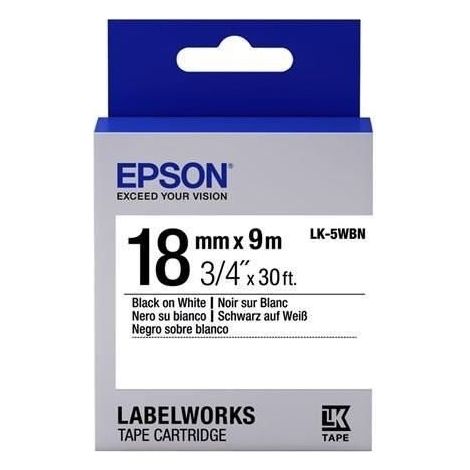 Epson Nastro fondo Standard Bianco per testo Nero 18/9 LK-5WBN (1/5)