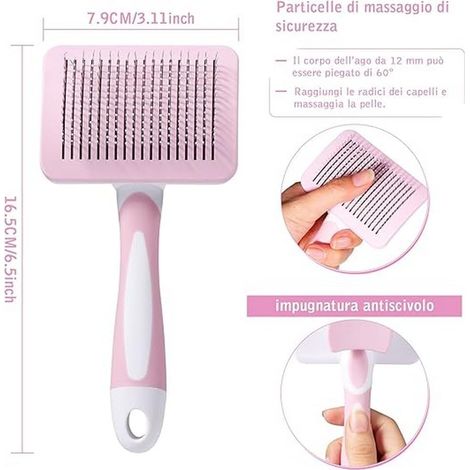 Filiyano-Brosse autonettoyante pour animaux, adaptée aux poils longs et courts, pour chiens et chats. Enlève les poils roses. (1/3)