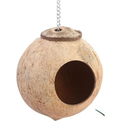 Maison/Lit/Cage en coquille de noix de coco naturelle pour animal domestique tel que perroquet, perruche, canari, pinson, pigeon, hamster, rat, gerbille, souris (1/3)