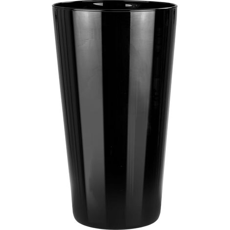 Vase Décoratif Noir en Verre H: 25 cm, Ø 14 cm, Conique Haut pour Centre de Table Mariage Maison Cérémonie Pampa, Alyssa Piano Black (1/5)