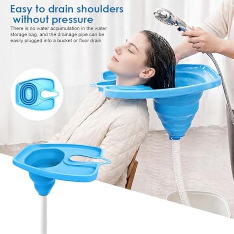 Lavabo de shampoo pour alité, lavabo de shampoo portable, lavabo de cheveux pliable, lavabo de coiffure portable avec drainage pour les personnes agées, salon, femmes enceintes, enfants (1/3)