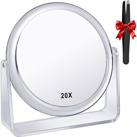 Miroir de courtoisie 10x, miroir de maquillage grossissant double face, miroir de bureau pivotant à 360 degrés, miroir de table portable pour salle de bain, miroir de rasage, cadeau pour femme (1/5)