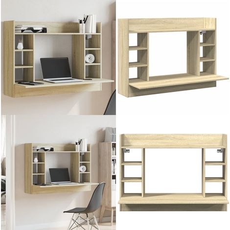 Bureau mural chêne sonoma 105x48x75 cm bois d'ingénierie - Rangement mur - Bureau en bois d'ingénierie (1/5)