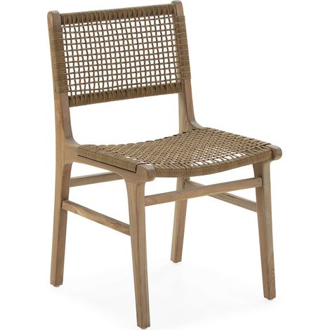 Chaise Tressée en Fibre Naturelle et Bois Massif - Naturel (1/4)