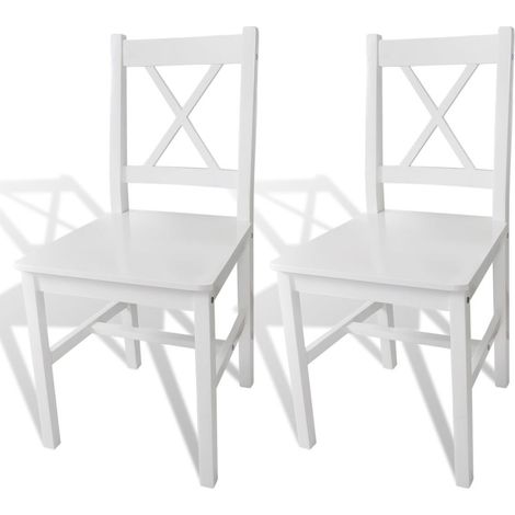 Conjunto de 2 sillas de cocina comedor de diseño clásico madera de pino blanco CDS020166 (1/5)
