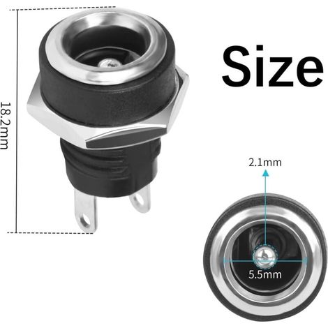 Packung mit 4 DC 2-poligen 5,5 x 2,1 mm Buchsen, Hohlstecker, DC-Stromstecker. (1/3)