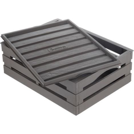 Boîte avec couvercle - Tina 3 - L 41 cm x l 31 cm x H 15 cm - Taupe - Livraison gratuite (1/4)