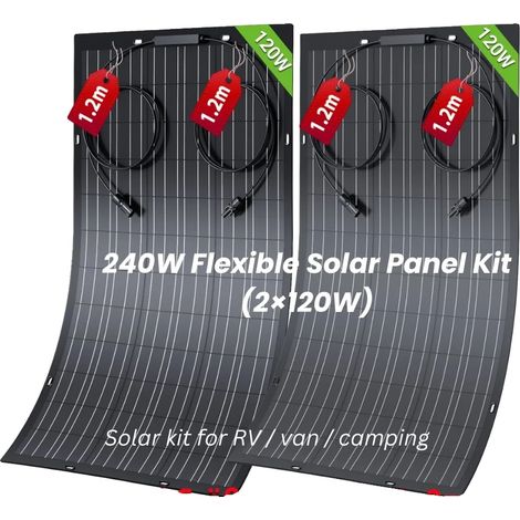 Kit de paneles solares monocristalinos resistentes al agua, 120W  2 (1/5)