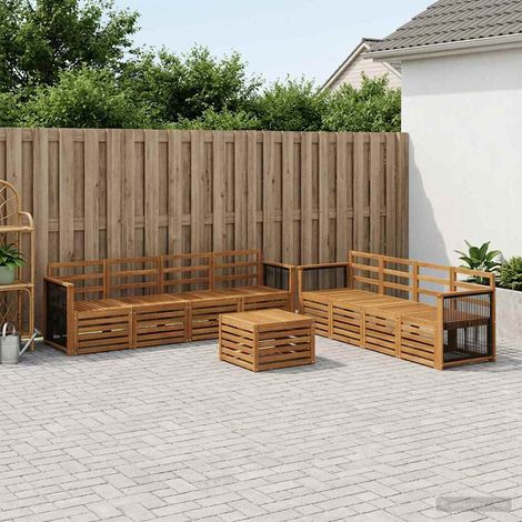 vidaXL Outdoor-Sofagarnitur 9 Stk. Natur (1/5)