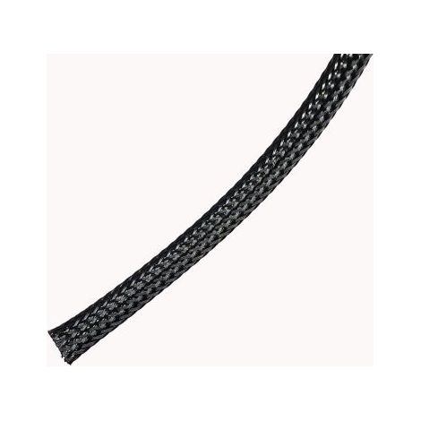 Gaine Tressée 8mm RS PRO, Noir en PET, 100m ( Prix pour Bobine de 100 Mètres )