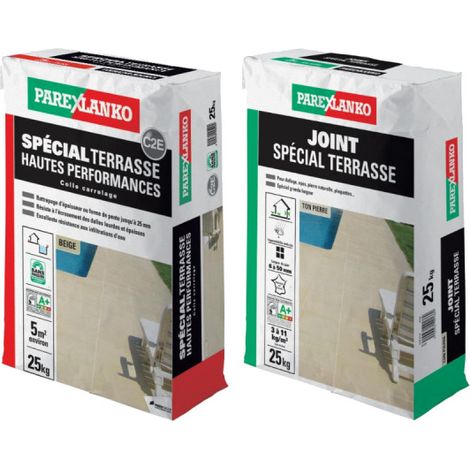 Pack PAREXLANKO - Spezialdichtung für die Terrasse in Steinton - 25 kg - Hochleistungs-Spezialkleber für die Terrasse