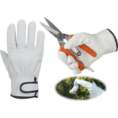 Garden gloves - BRAND - made of cowhide leather - waterproof and puncture-resistant - adjustable (1/4)