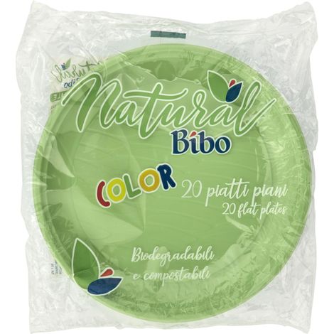 MAURY'S PIATTI PIANI BIOPLASTIC DIAMETRO 21.5 CM 20 PEZZI IN COLORAZIONE VERDE (1/5)