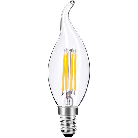 Alcapower Lampada Fiamma LED 4W 550lm 4000K E14 Filamento Bianco Naturale, efficienza energetica Classe D, design classico ed elegante Ø35x125mm
