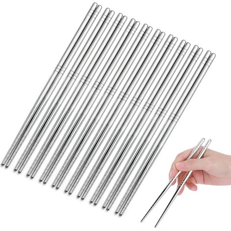 10 paires de baguettes en acier inoxydable, 23 cm, lavables au lave-vaisselle, baguettes réutilisables pour la cuisine chinoise, japonaise et coréenne (1/5)