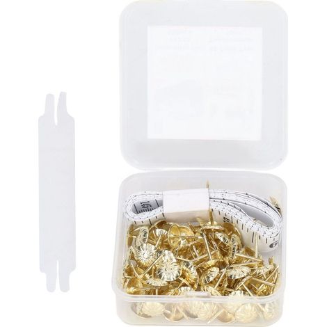 [Tack de décoration] Kit de 100 clous dorés tête décorative pour canapé avec accessoires [Steel, 16mm] (1/5)