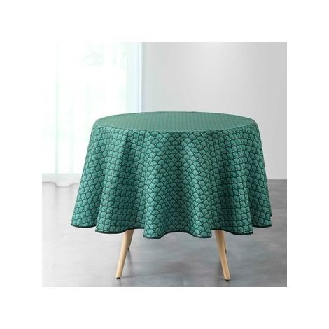 Nappe antitache ronde - Diamètre 180 cm - Art déco vert - Vert (1/3)