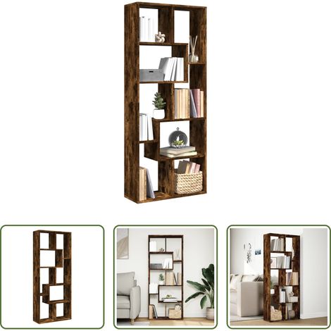 Rangement de pièce - Étagère séparatrice de pièce chêne fumé 67x25x161,5 cm (1/5)