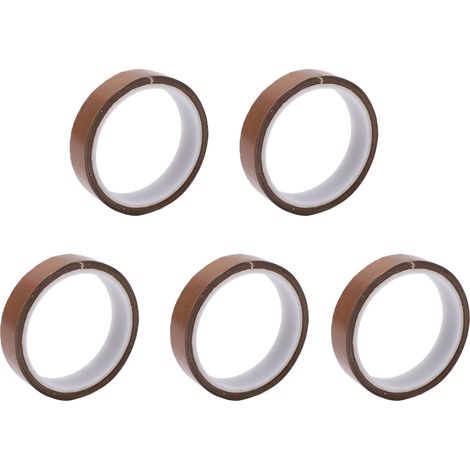 Lot de 5 rubans adhésifs haute température 0,02 x 10 m, antistatiques et résistants à l'usure, pour applications industrielles, supportant des températures jusqu'à 300 °C. (1/5)