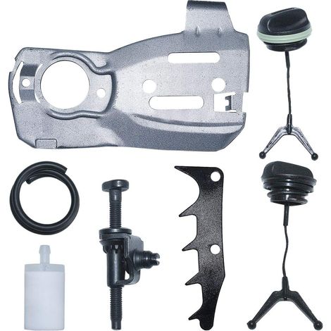 Kit de réglage de plaque de guide-chaîne, filtre à carburant, ligne et bouchon d'huile Compatible avec Husqvarna 353 346XP Tronçonneuse 537215202, 537405601 (1/5)