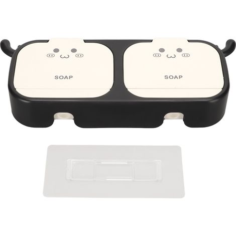 Boîte à Savon Murale 2 Cases Égouttage Sans Percage Étanche Porte-Savon Pivotant pour Salle de Bain (1/5)