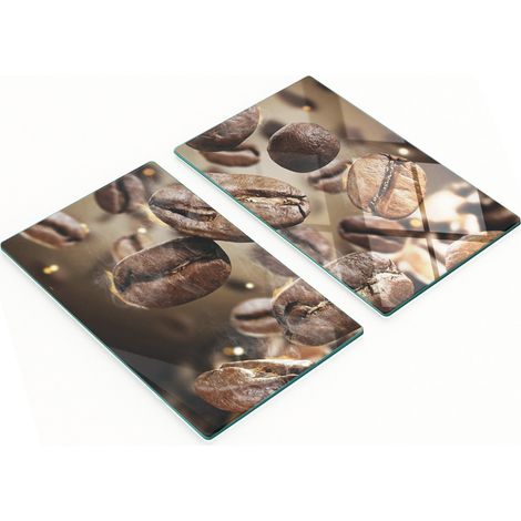 Tablas de servir de cristal para cocina con dise帽o de granos de caf茅, 2 x 30 x 52 cm.